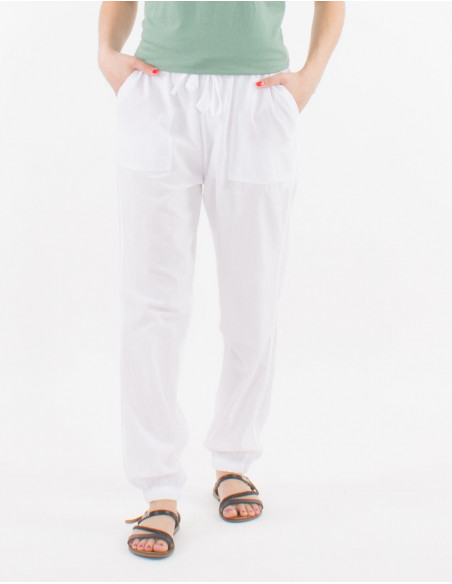 Cotton fine pants with pockets