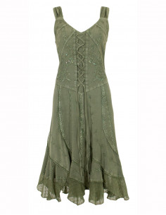 Viscose embroidered bucket dress with glitter sw straps 2