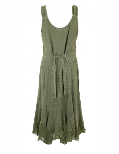 Viscose embroidered bucket dress with glitter sw straps