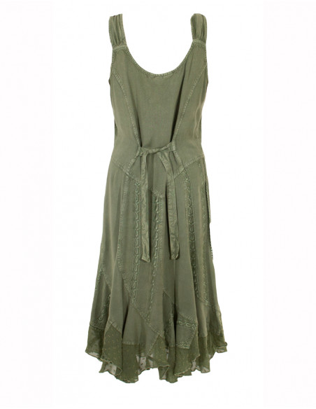 Viscose embroidered bucket dress with glitter sw straps