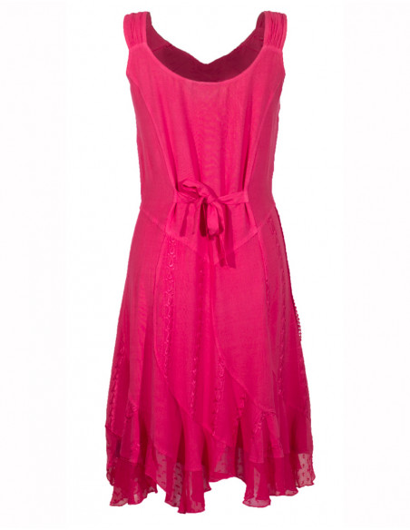 Viscose embroidered bucket dress with glitter sw straps