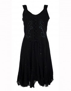 Viscose embroidered bucket dress with glitter sw straps 2