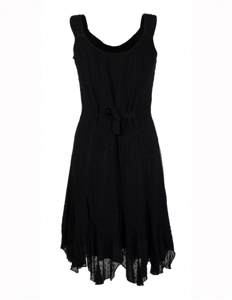 Viscose embroidered bucket dress with glitter sw straps