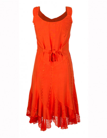 Viscose embroidered bucket dress with glitter sw straps
