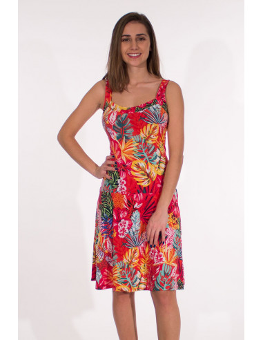 Dress knitted 96% polyester 4% elastane straps paradise print