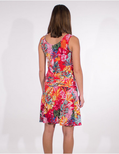 Paradise print sleeveless 96% polyester 4% elastane knitted dress