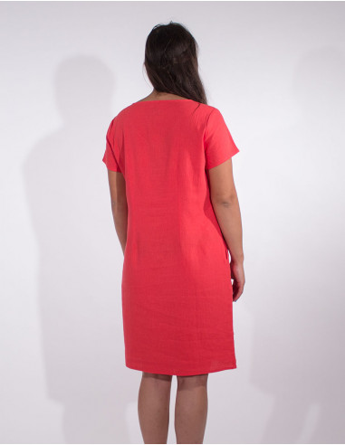 Robe col V manches courtes