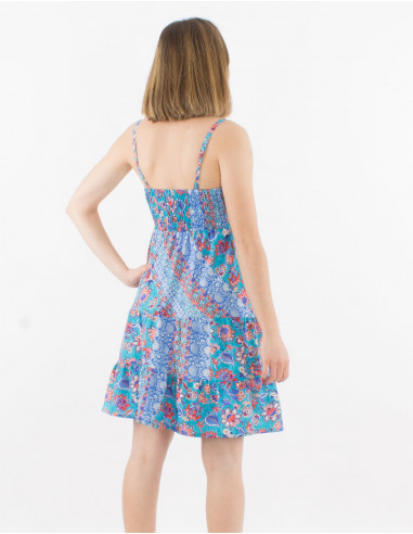 Polyester dress with wraps and holi flower print