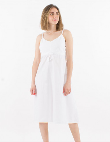 Solid cotton dress with gold elastic straps