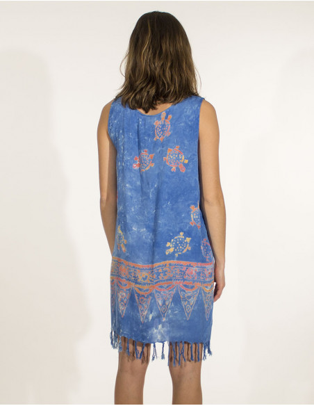 Viscose fringed minidress