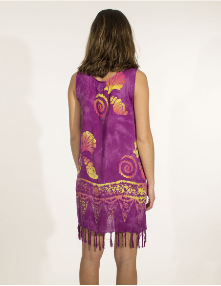 Viscose fringed minidress