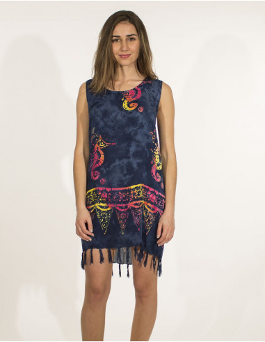 Viscose fringed minidress