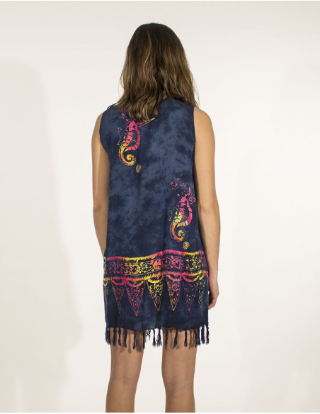 Viscose fringed minidress