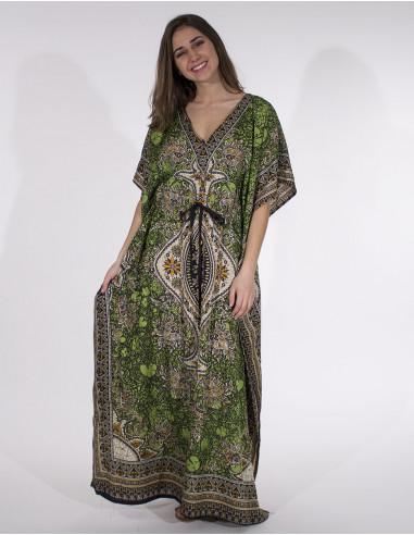 Long kaftan polyester printed dress