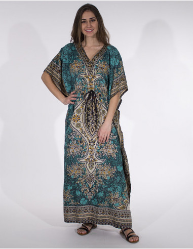 Long kaftan polyester printed dress