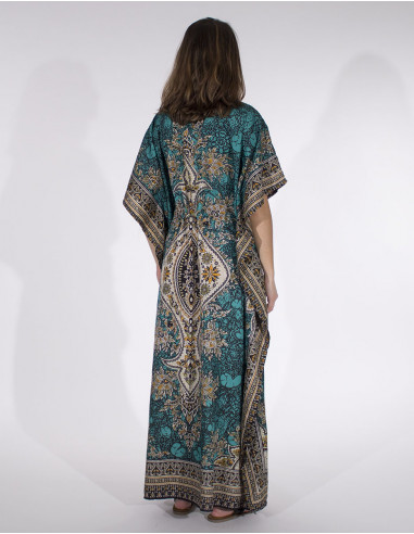 Long kaftan polyester printed dress