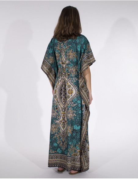 Long kaftan polyester printed dress