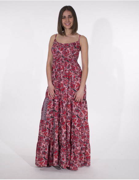 Robe Longue Polyester Bretelle Boutons