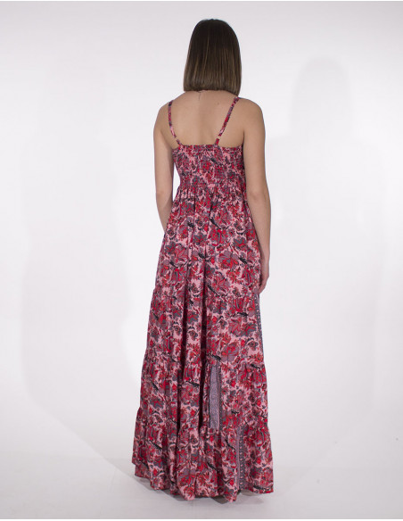 Robe Longue Polyester Bretelle Boutons