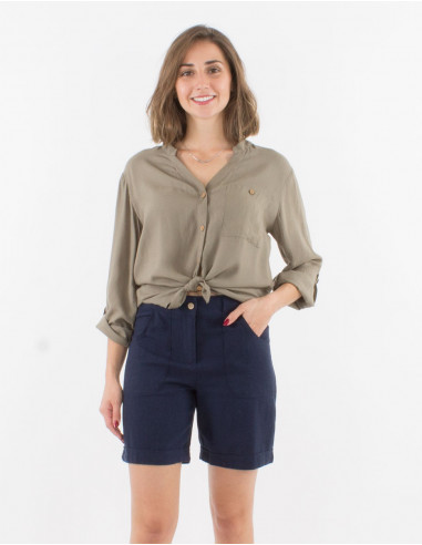 BERMUDA FEMME 55% LIN 45% VISCOSE