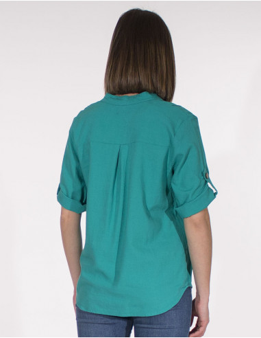 54% linen 46% viscose tunic with short sleeves