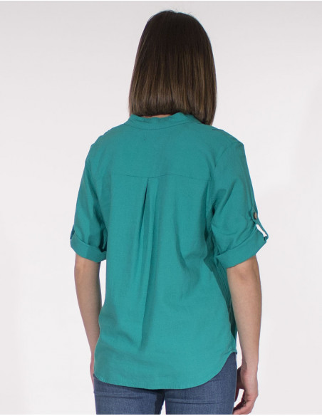 54% linen 46% viscose tunic with short sleeves