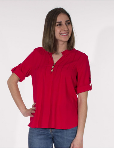 54% linen 46% viscose tunic with short sleeves