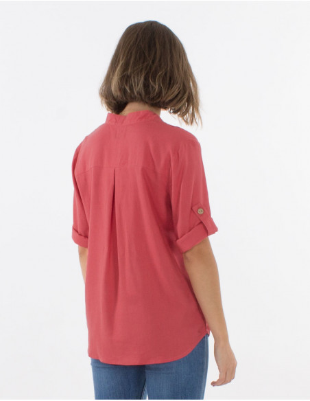54% linen 46% viscose tunic with short sleeves