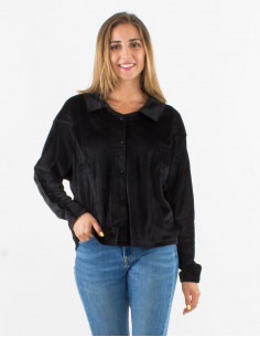 Chemisier manches longues velours ras 2