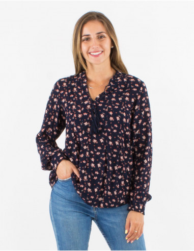 Rayon crepe blouse with "lys" print