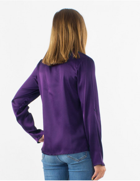 Chemisier polyester satin boutonné
