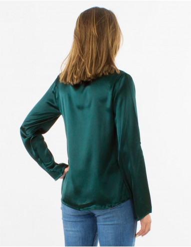 Chemisier polyester satin boutonné
