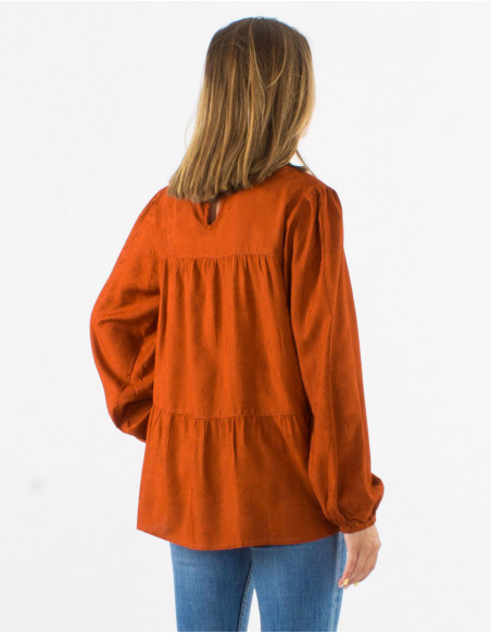 Chemisier viscose col V motif Cachemire