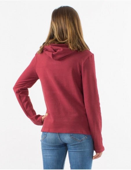 Pull maille 95% Polyester 5% Elasthanne à capuche