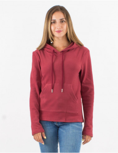 Pull maille 95% Polyester 5% Elasthanne à capuche