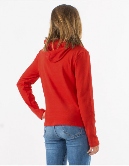 Pull maille 95% Polyester 5% Elasthanne à capuche