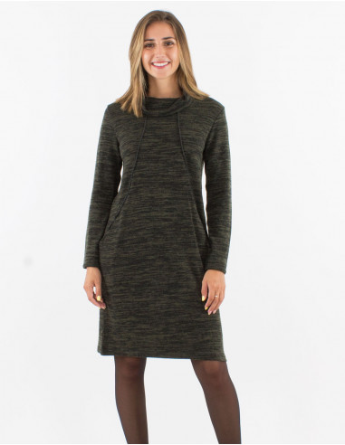 Robe courte manches longues col boule