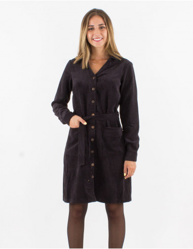 Corduroy 88% polyester 12% polyamide buttoned dress