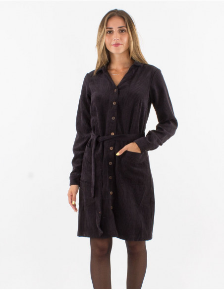 Corduroy 88% polyester 12% polyamide buttoned dress