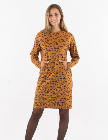 Robe courte manches longues imprimée