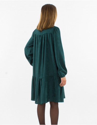 Rayon v-neckline dress with "cachemire" print