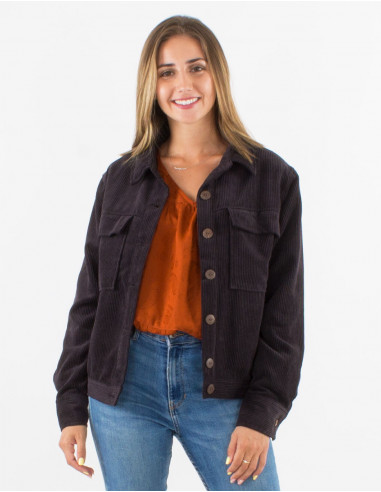 Corduroy 88% polyester 12% polyamide buttoned jacket