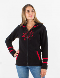 Veste maille polyester polaire capuche broderie rosace 2