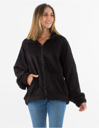 Knitted 95% polyester 5% elastane fake fur jacket