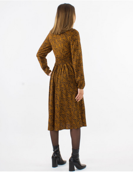 Rayon 3/4 printed long sleeves dress