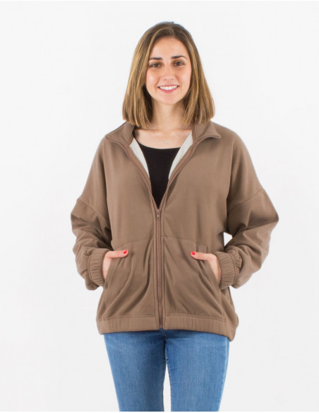 Knitted 95% polyester 5% elastane fake fur jacket