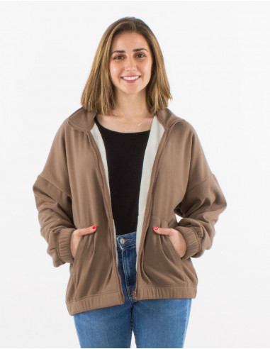 Knitted 95% polyester 5% elastane fake fur jacket