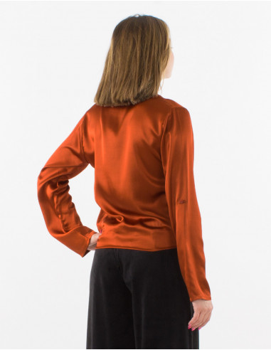 Chemisier polyester satin boutonné