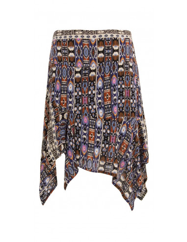 Jupe Crepe De Viscose Doublee Imprime