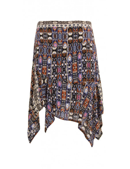 Jupe Crepe De Viscose Doublee Imprime